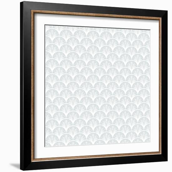 Art Deco Vector Geometric Pattern in Silver White.-tukkki-Framed Art Print