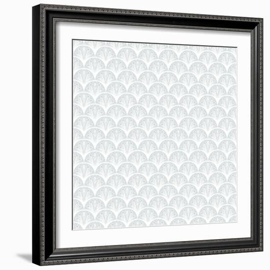 Art Deco Vector Geometric Pattern in Silver White.-tukkki-Framed Art Print