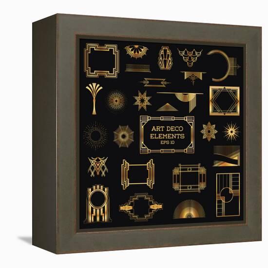 Art Deco Vintage Frames and Design Elements - in Vector-woodhouse-Framed Stretched Canvas