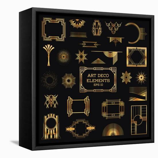 Art Deco Vintage Frames and Design Elements - in Vector-woodhouse-Framed Stretched Canvas