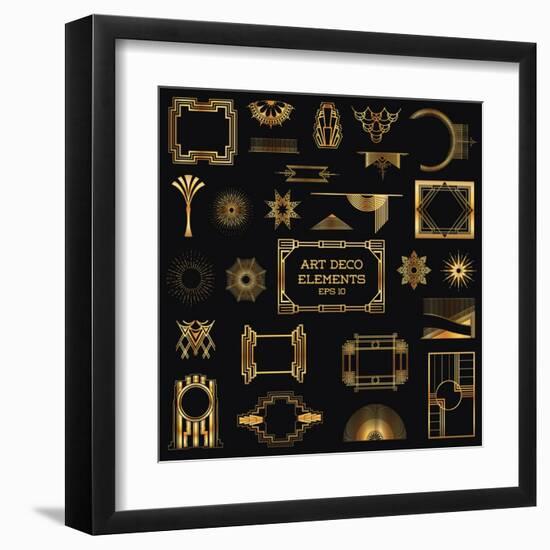 Art Deco Vintage Frames and Design Elements - in Vector-woodhouse-Framed Art Print