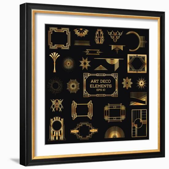 Art Deco Vintage Frames and Design Elements - in Vector-woodhouse-Framed Art Print