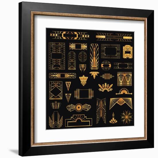 Art Deco Vintage Frames and Design Elements - in Vector-woodhouse-Framed Art Print