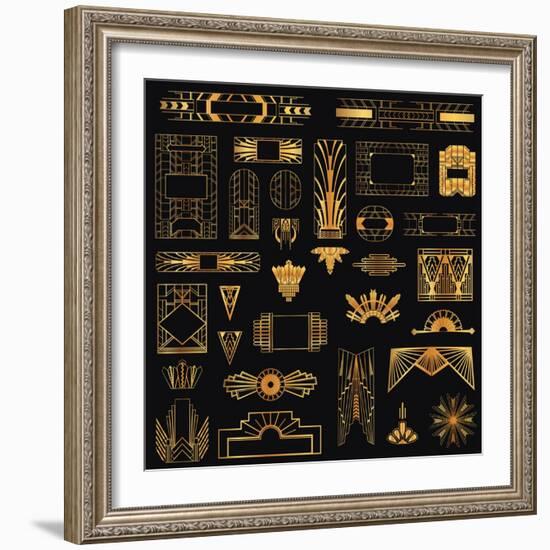 Art Deco Vintage Frames and Design Elements - in Vector-woodhouse-Framed Art Print