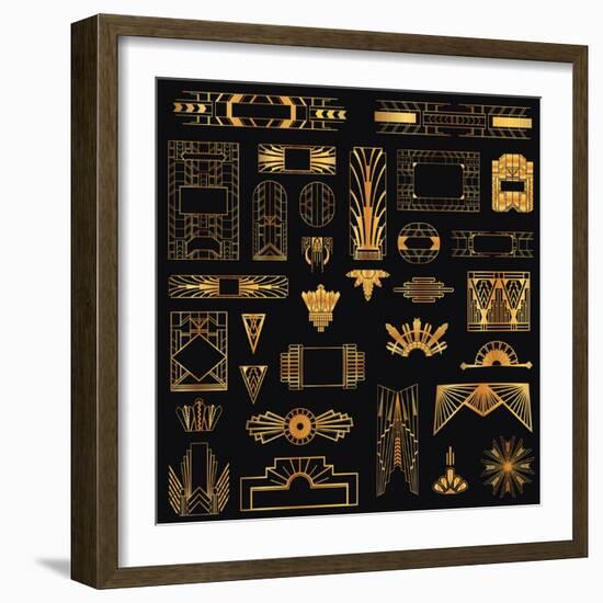 Art Deco Vintage Frames and Design Elements - in Vector-woodhouse-Framed Art Print