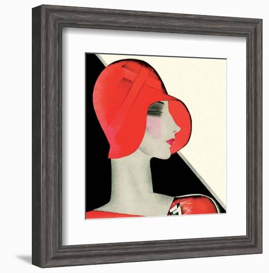 Art Deco Woman with Red Hat-Helen Dryden-Framed Art Print