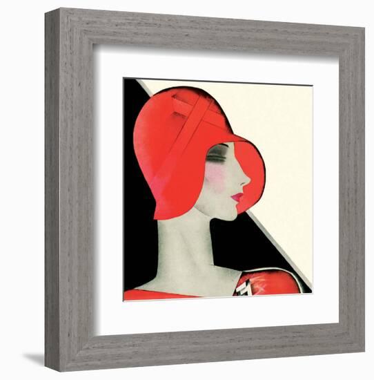 Art Deco Woman with Red Hat-Helen Dryden-Framed Art Print