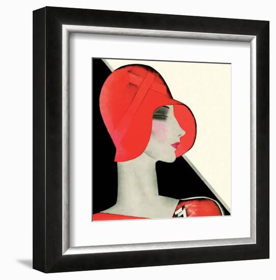 Art Deco Woman with Red Hat-Helen Dryden-Framed Art Print