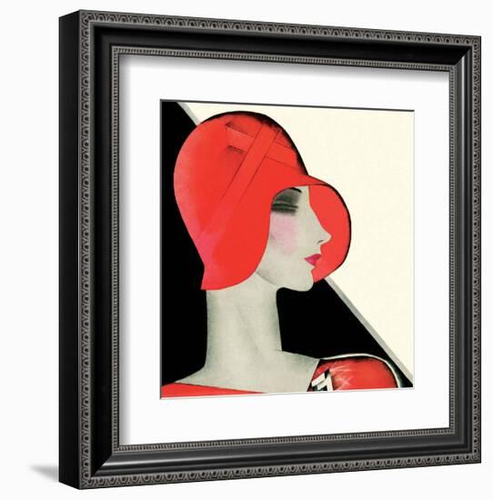 Art Deco Woman with Red Hat-Helen Dryden-Framed Art Print