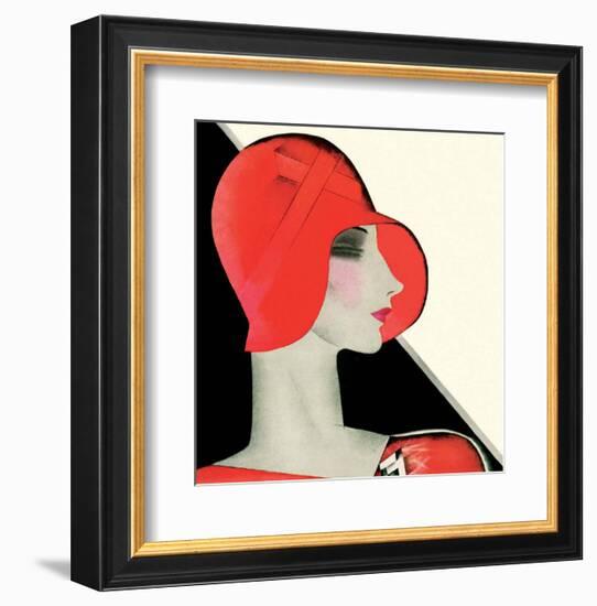 Art Deco Woman with Red Hat-Helen Dryden-Framed Art Print