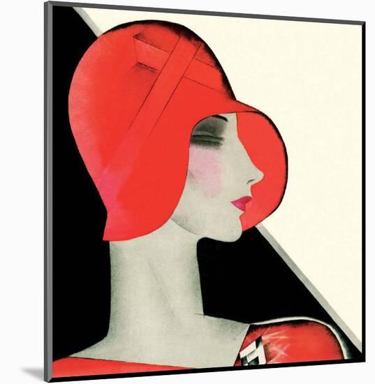 Art Deco Woman with Red Hat-Helen Dryden-Mounted Art Print