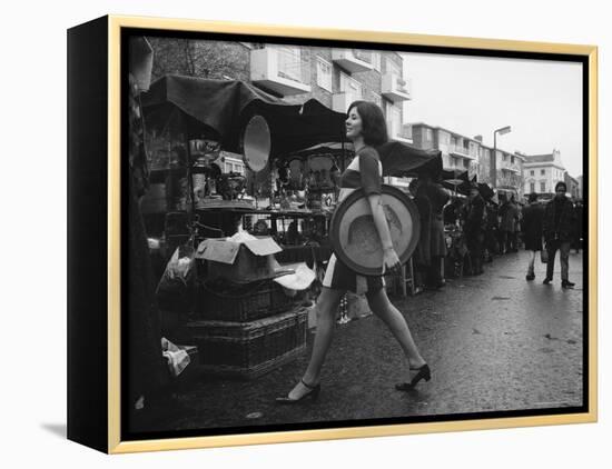 Art Director Jeanette Collins wears latest fashion while strolling through Portobello Road-Carlo Bavagnoli-Framed Premier Image Canvas