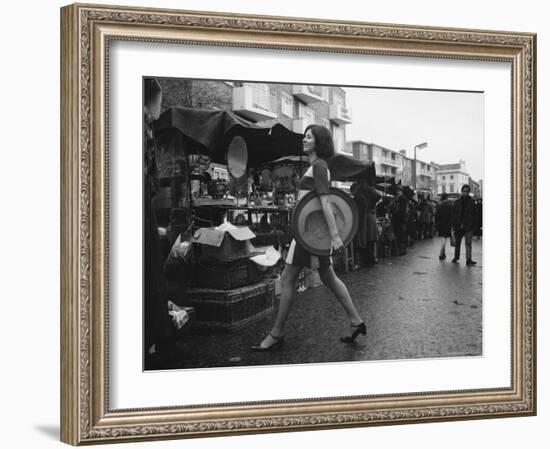 Art Director Jeanette Collins wears latest fashion while strolling through Portobello Road-Carlo Bavagnoli-Framed Photographic Print