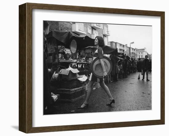 Art Director Jeanette Collins wears latest fashion while strolling through Portobello Road-Carlo Bavagnoli-Framed Photographic Print
