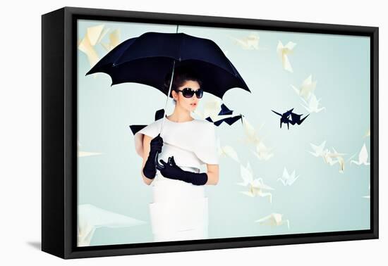 Art Fashion Photo of a Gorgeous Woman in Paper Dress-prometeus-Framed Premier Image Canvas