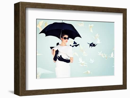 Art Fashion Photo of a Gorgeous Woman in Paper Dress-prometeus-Framed Photographic Print