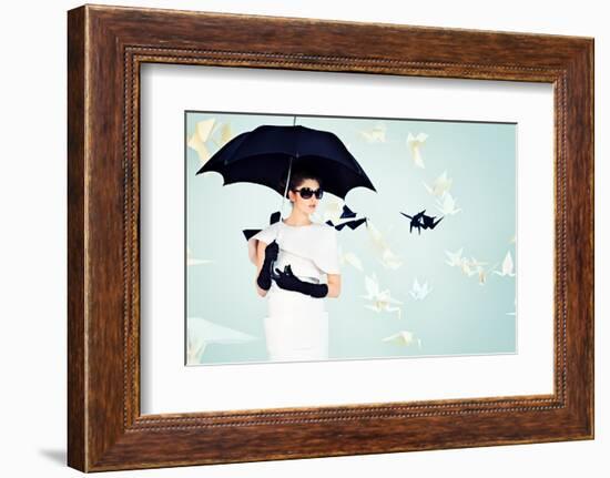 Art Fashion Photo of a Gorgeous Woman in Paper Dress-prometeus-Framed Photographic Print