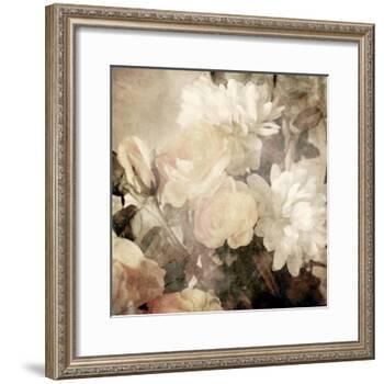 Art Floral Vintage Light Sepia Blurred Background with White Asters and Roses-Irina QQQ-Framed Art Print
