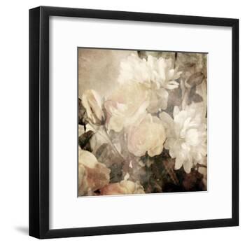 Art Floral Vintage Light Sepia Blurred Background with White Asters and Roses-Irina QQQ-Framed Art Print