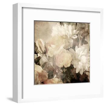 Art Floral Vintage Light Sepia Blurred Background with White Asters and Roses-Irina QQQ-Framed Art Print