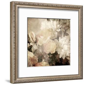 Art Floral Vintage Light Sepia Blurred Background with White Asters and Roses-Irina QQQ-Framed Art Print