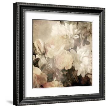 Art Floral Vintage Light Sepia Blurred Background with White Asters and Roses-Irina QQQ-Framed Art Print