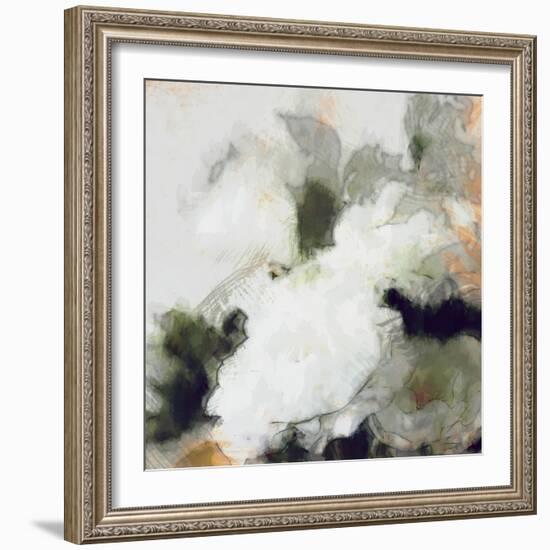 Art Floral Vintage Light Sepia Blurred Background with White Roses and Peonies-Irina QQQ-Framed Art Print