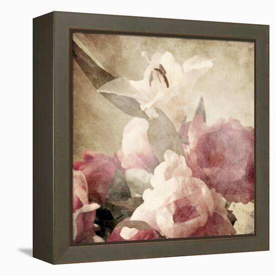 Art Floral Vintage Sepia Background with Pink Peonies and White Lily-Irina QQQ-Framed Stretched Canvas