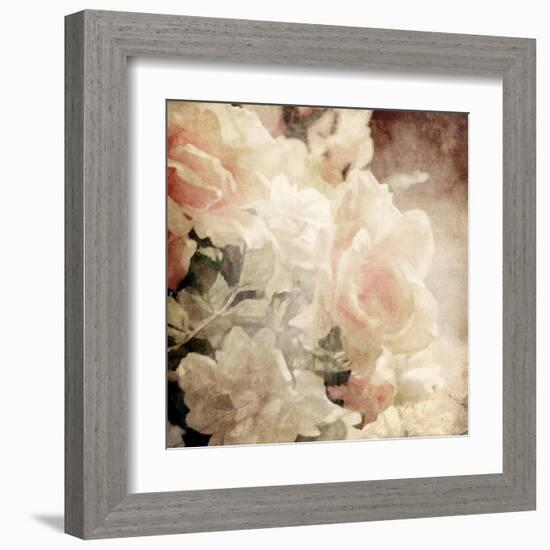 Art Floral Vintage Sepia Background with White Roses-Irina QQQ-Framed Art Print