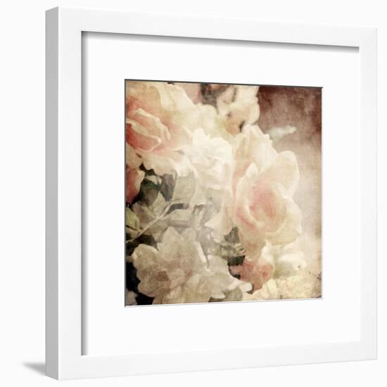 Art Floral Vintage Sepia Background with White Roses-Irina QQQ-Framed Art Print