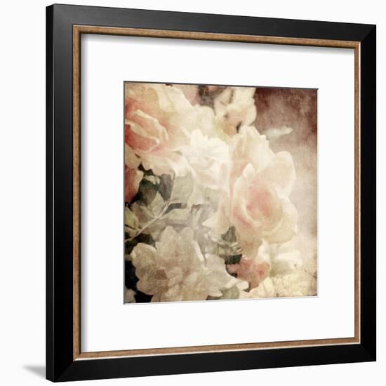 Art Floral Vintage Sepia Background with White Roses-Irina QQQ-Framed Art Print