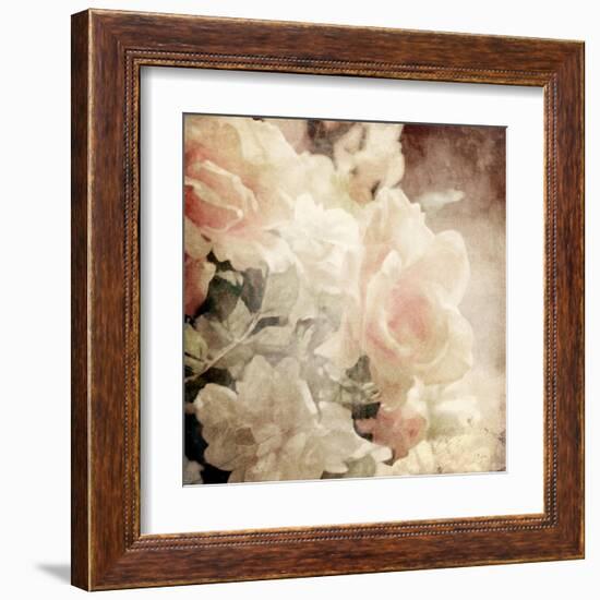 Art Floral Vintage Sepia Background with White Roses-Irina QQQ-Framed Art Print