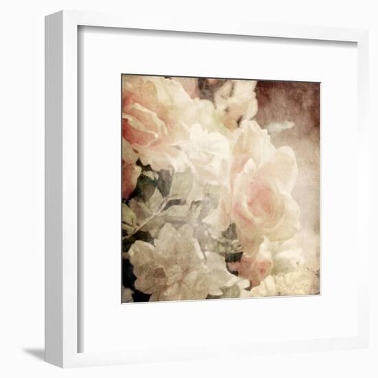 Art Floral Vintage Sepia Background with White Roses-Irina QQQ-Framed Art Print