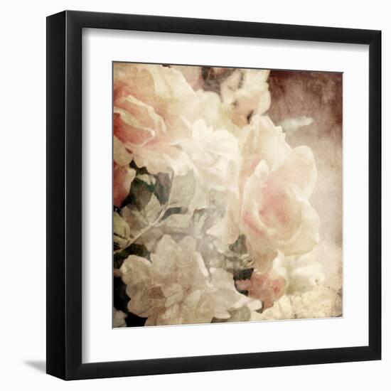 Art Floral Vintage Sepia Background with White Roses-Irina QQQ-Framed Art Print