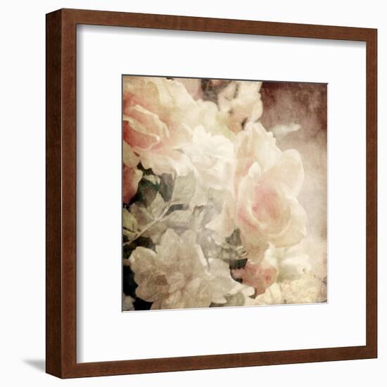 Art Floral Vintage Sepia Background with White Roses-Irina QQQ-Framed Art Print