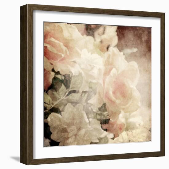 Art Floral Vintage Sepia Background with White Roses-Irina QQQ-Framed Art Print