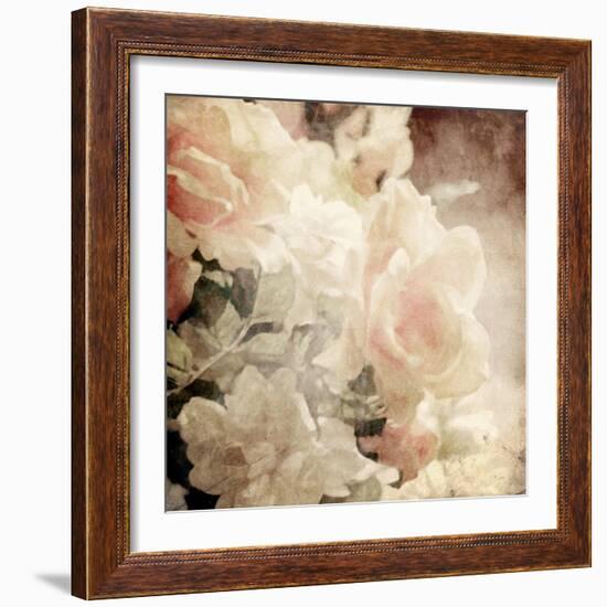 Art Floral Vintage Sepia Background with White Roses-Irina QQQ-Framed Art Print