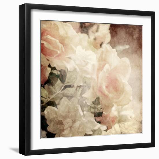 Art Floral Vintage Sepia Background with White Roses-Irina QQQ-Framed Art Print