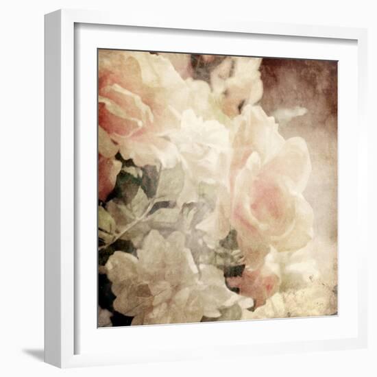 Art Floral Vintage Sepia Background with White Roses-Irina QQQ-Framed Art Print