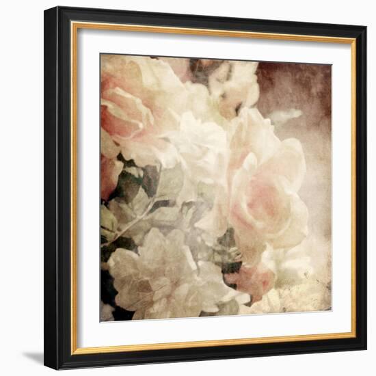 Art Floral Vintage Sepia Background with White Roses-Irina QQQ-Framed Art Print