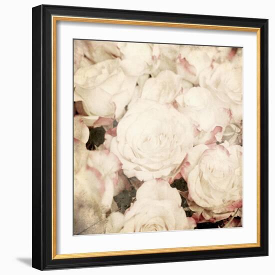 Art Floral Vintage Sepia Background with White Roses-Irina QQQ-Framed Art Print