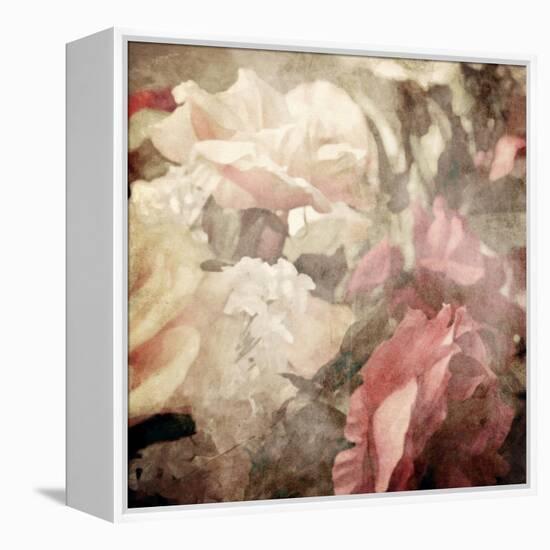 Art Floral Vintage Sepia Blurred Background with White and Pink Roses-Irina QQQ-Framed Stretched Canvas