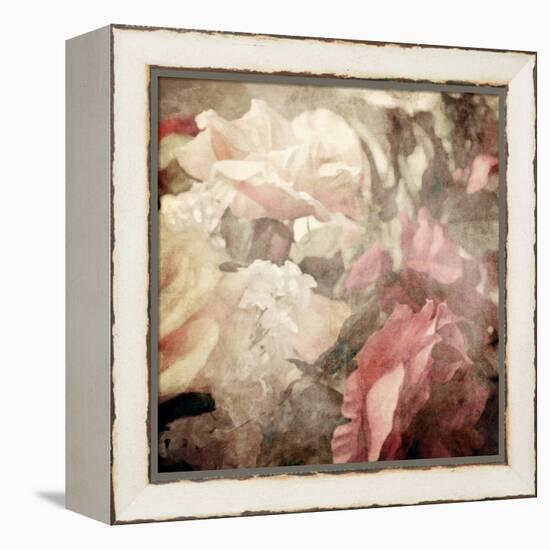 Art Floral Vintage Sepia Blurred Background with White and Pink Roses-Irina QQQ-Framed Stretched Canvas