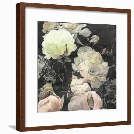Art Floral Vintage Watercolor Background with White and Light Pink Roses and Peonies-Irina QQQ-Framed Premium Giclee Print