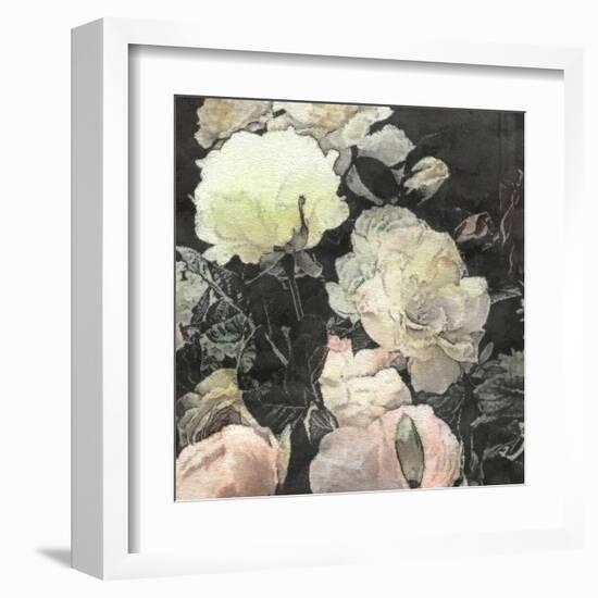 Art Floral Vintage Watercolor Background with White and Light Pink Roses and Peonies-Irina QQQ-Framed Art Print