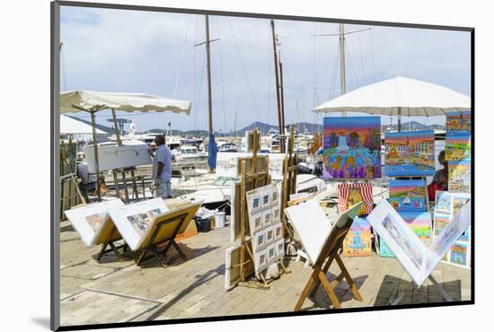 Art for sale by the harbour, Saint Tropez, Var, Cote d'Azur, Provence, France, Europe-Fraser Hall-Mounted Photographic Print