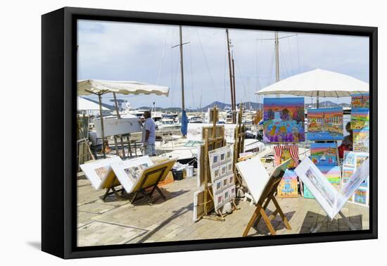 Art for sale by the harbour, Saint Tropez, Var, Cote d'Azur, Provence, France, Europe-Fraser Hall-Framed Premier Image Canvas