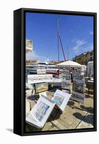 Art for sale by the harbour, Saint Tropez, Var, Cote d'Azur, Provence, France, Europe-Fraser Hall-Framed Premier Image Canvas