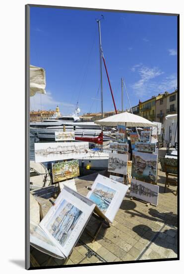 Art for sale by the harbour, Saint Tropez, Var, Cote d'Azur, Provence, France, Europe-Fraser Hall-Mounted Photographic Print