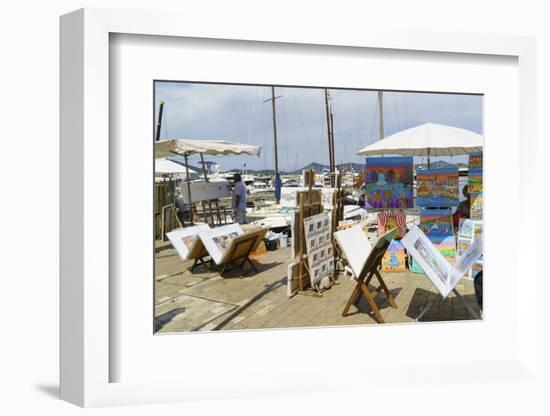 Art for sale by the harbour, Saint Tropez, Var, Cote d'Azur, Provence, French Riviera, France, Medi-Fraser Hall-Framed Photographic Print